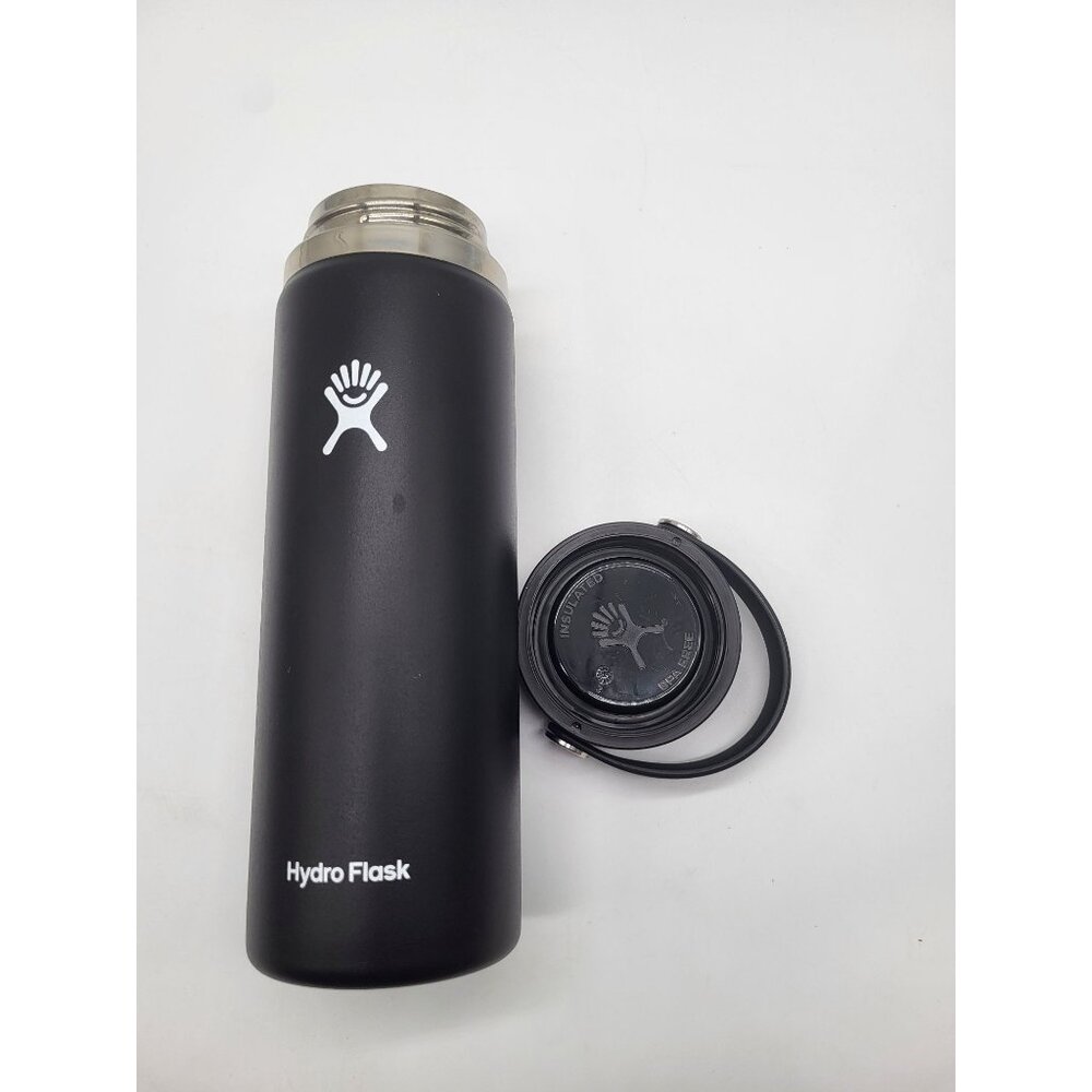 HYDROFLASK 20OZ Wide Mouth With Flex Strap Cap Black Coffee Hot Cold - Picture 2 of 6